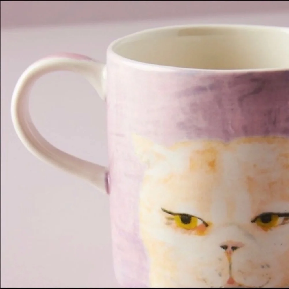 ANTHROPOLOGIE Carole Atkins Sugar Furry Friend  Cat Mug - Picture 2 of 3